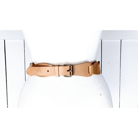 Vintage tan brown braided leather belt/boho/hippie leather link belt/small